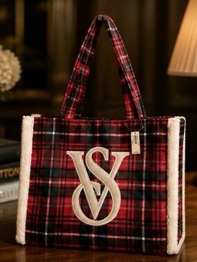 Victoria's Secret Red and Black Plaid Tote
